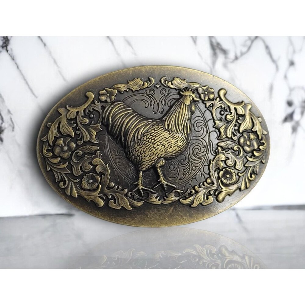 Vintage Rooster Belt Buckle  - Antique Western Design Rooster Brass Metal Buckle